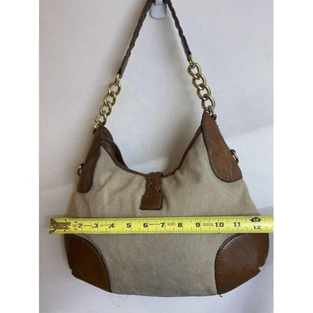michael kors handbag tan brown fabric hobo bag - Picture 4 of 12